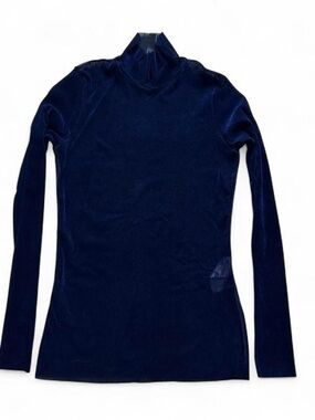 Marc Cain Blue Velvet Turtleneck Long-Sleeve Top
